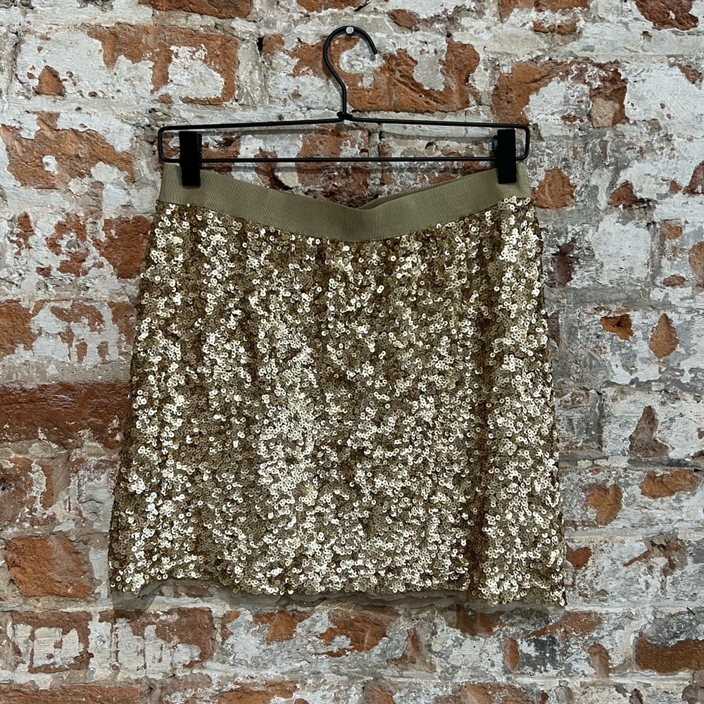 LANDS END Canvas gold sequin mini skirt